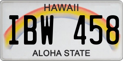 HI license plate IBW458