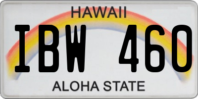 HI license plate IBW460