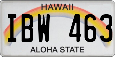 HI license plate IBW463