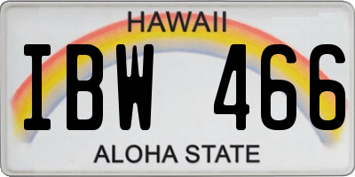 HI license plate IBW466