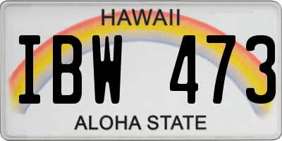 HI license plate IBW473