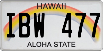 HI license plate IBW477