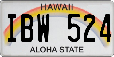 HI license plate IBW524