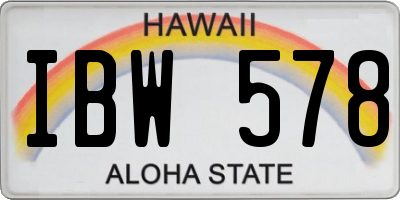 HI license plate IBW578