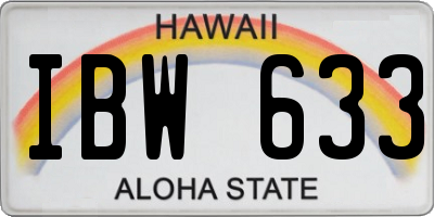 HI license plate IBW633