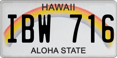 HI license plate IBW716