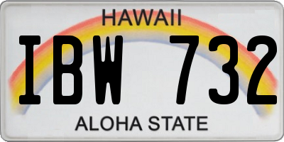 HI license plate IBW732