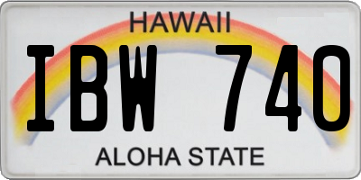 HI license plate IBW740