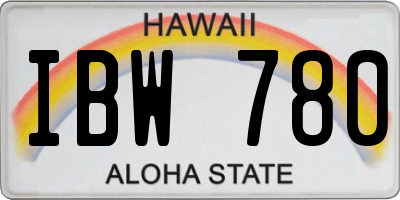 HI license plate IBW780