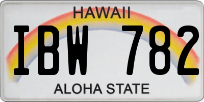 HI license plate IBW782