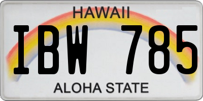 HI license plate IBW785