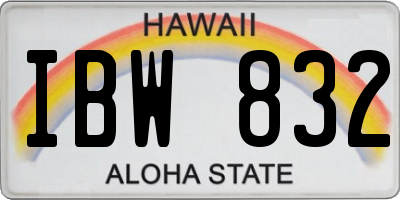 HI license plate IBW832