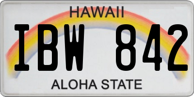 HI license plate IBW842