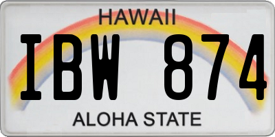 HI license plate IBW874
