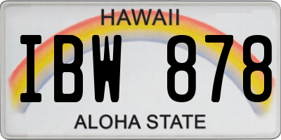 HI license plate IBW878