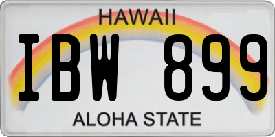 HI license plate IBW899
