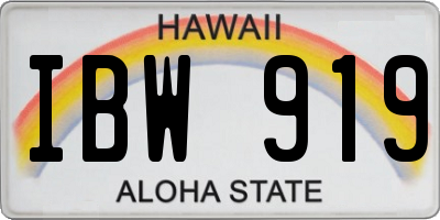 HI license plate IBW919