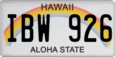HI license plate IBW926