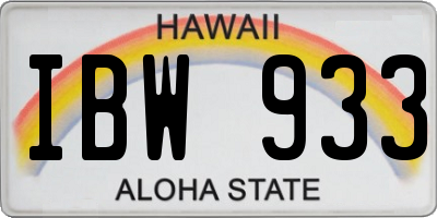 HI license plate IBW933