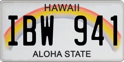 HI license plate IBW941