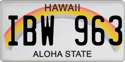 HI license plate IBW963