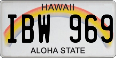 HI license plate IBW969