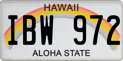 HI license plate IBW972