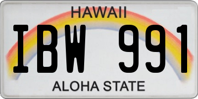HI license plate IBW991