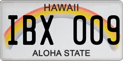 HI license plate IBX009