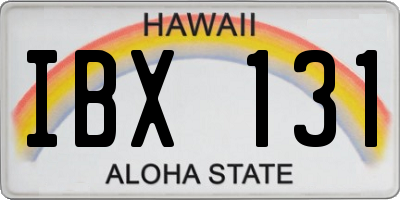 HI license plate IBX131