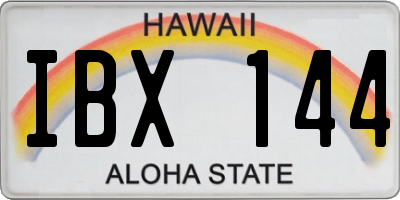 HI license plate IBX144