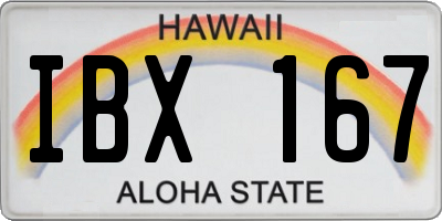 HI license plate IBX167