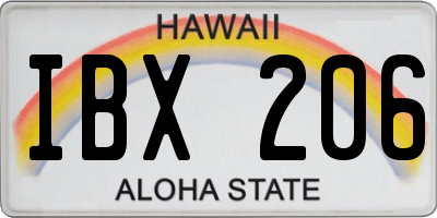 HI license plate IBX206
