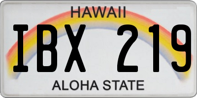 HI license plate IBX219
