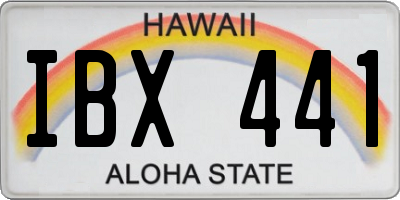 HI license plate IBX441