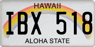 HI license plate IBX518