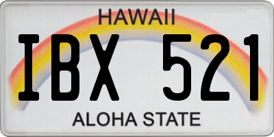 HI license plate IBX521