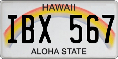 HI license plate IBX567