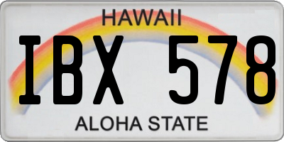 HI license plate IBX578