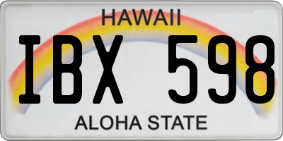 HI license plate IBX598