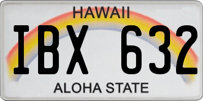 HI license plate IBX632