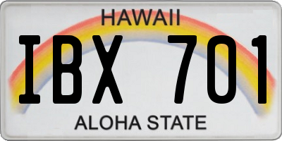 HI license plate IBX701