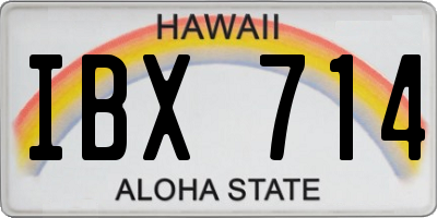 HI license plate IBX714