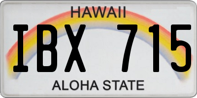 HI license plate IBX715