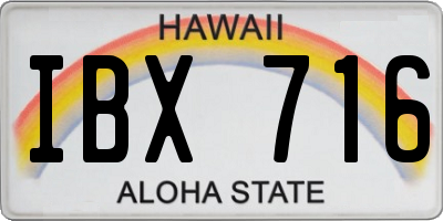 HI license plate IBX716