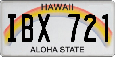 HI license plate IBX721