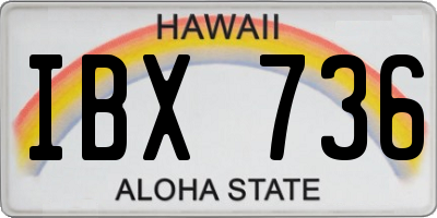 HI license plate IBX736