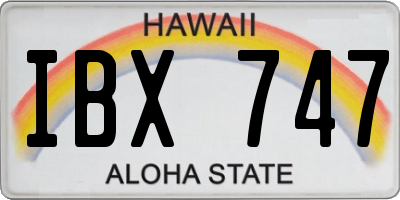 HI license plate IBX747