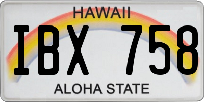 HI license plate IBX758