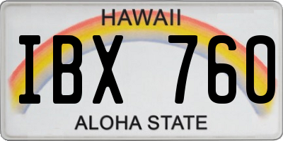 HI license plate IBX760